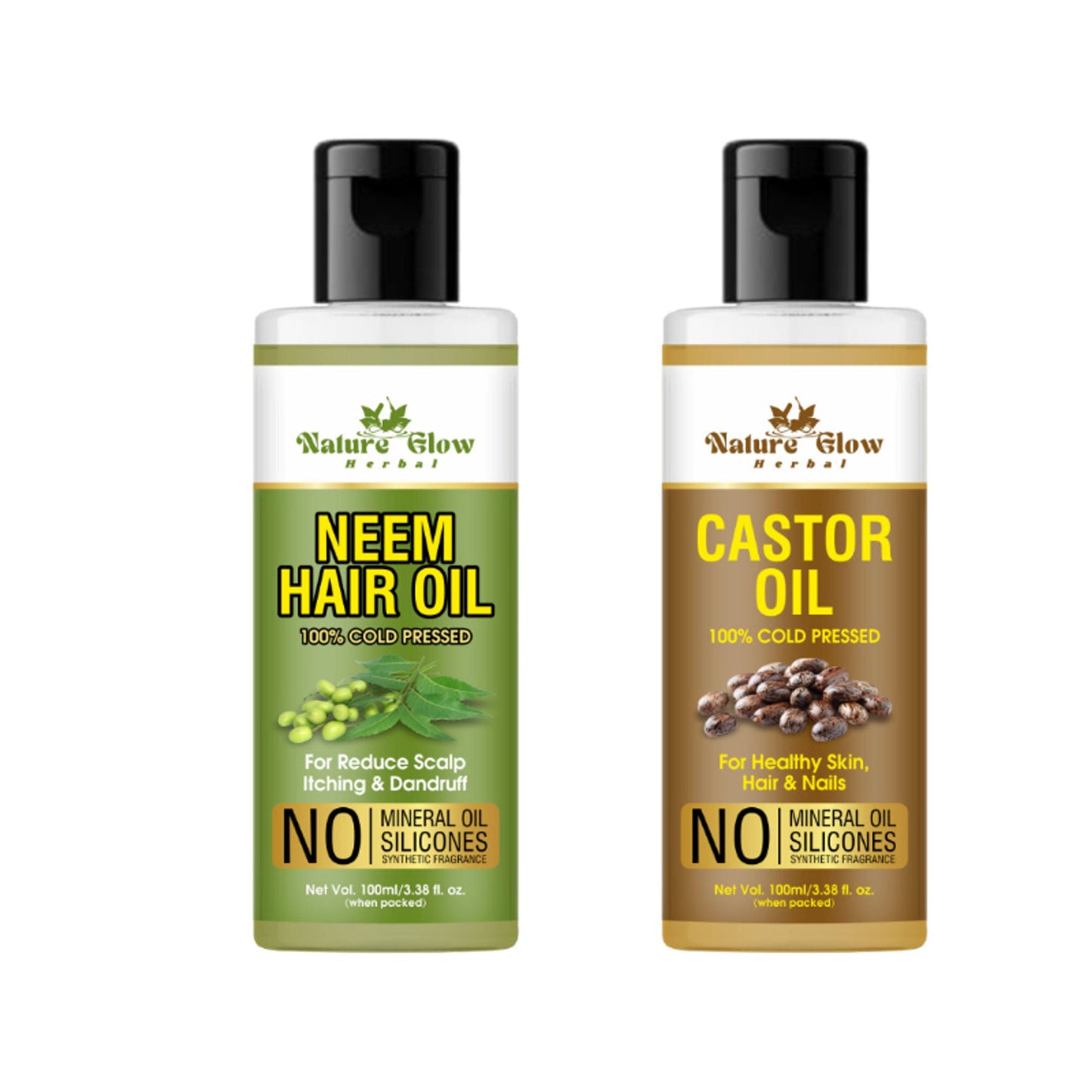 Nature Glow Herbal Neem & Castor Hair Oil Combo - 200ML