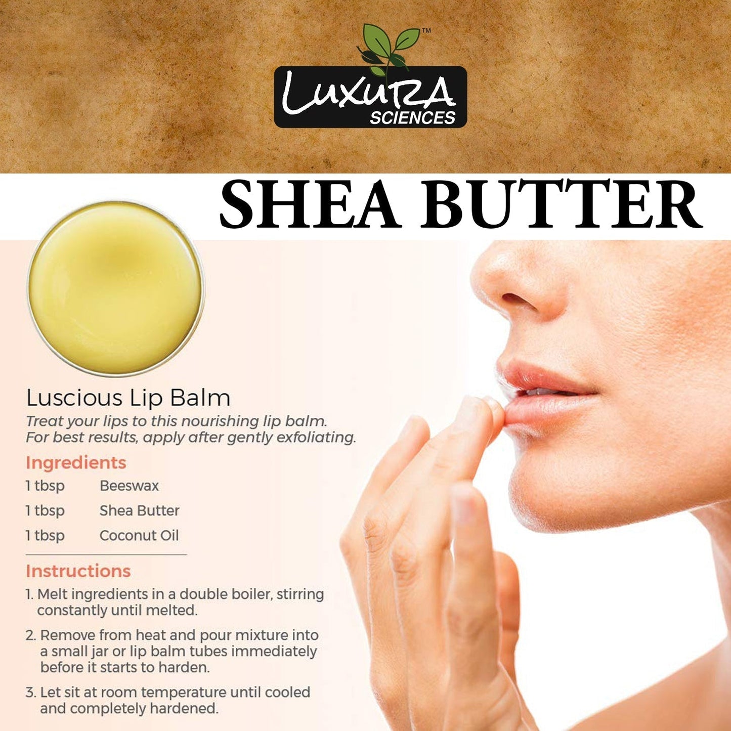 Luxura Sciences African Raw Shea Butter Unrefined Organic Ivory for Skin and Body