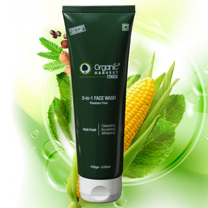 Organic Harvest 3-In-1 Face Wash Paraben Free