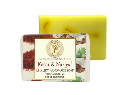 Tatvik Ayurveda Kesar & Nariyal Luxury Handmade Soap - BUDEN