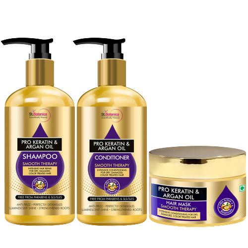 St.Botanica Pro Keratin & Argan Oil Shampoo, Conditioner And Hair Mask Combo