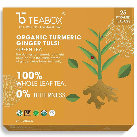 Teabox Organic Turmeric Ginger Tulsi Green Tea Bags - 50GM
