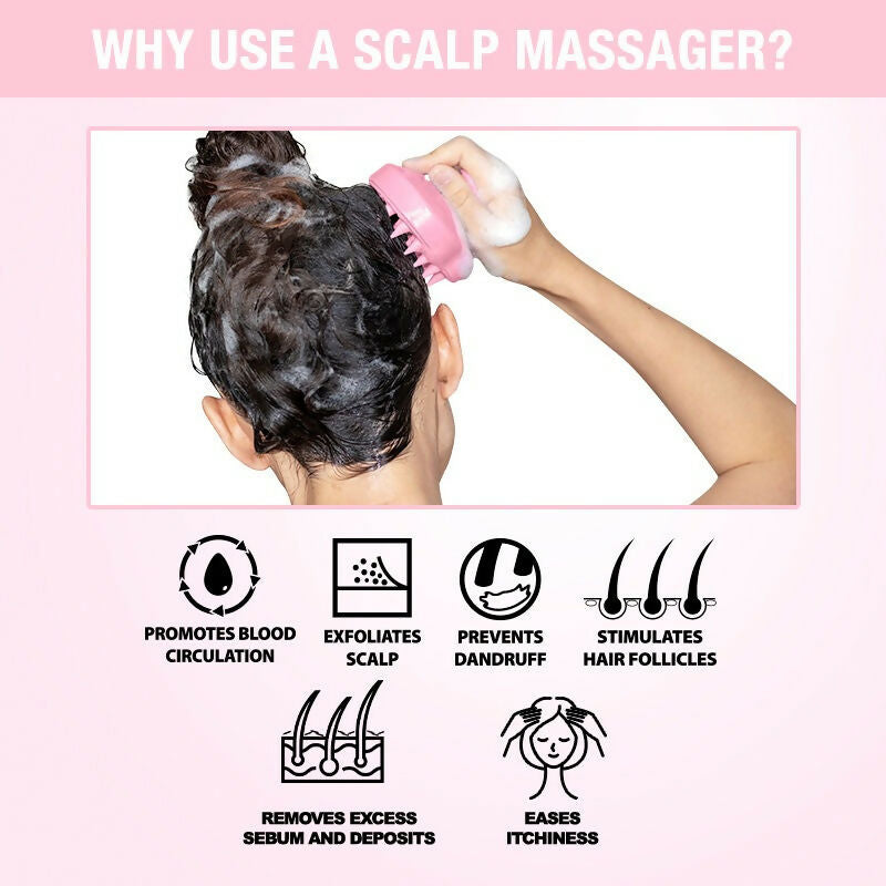 Nykaa Naturals Scalp Massager Brush For Blood Circulation & Natural Hair Growth - Pink