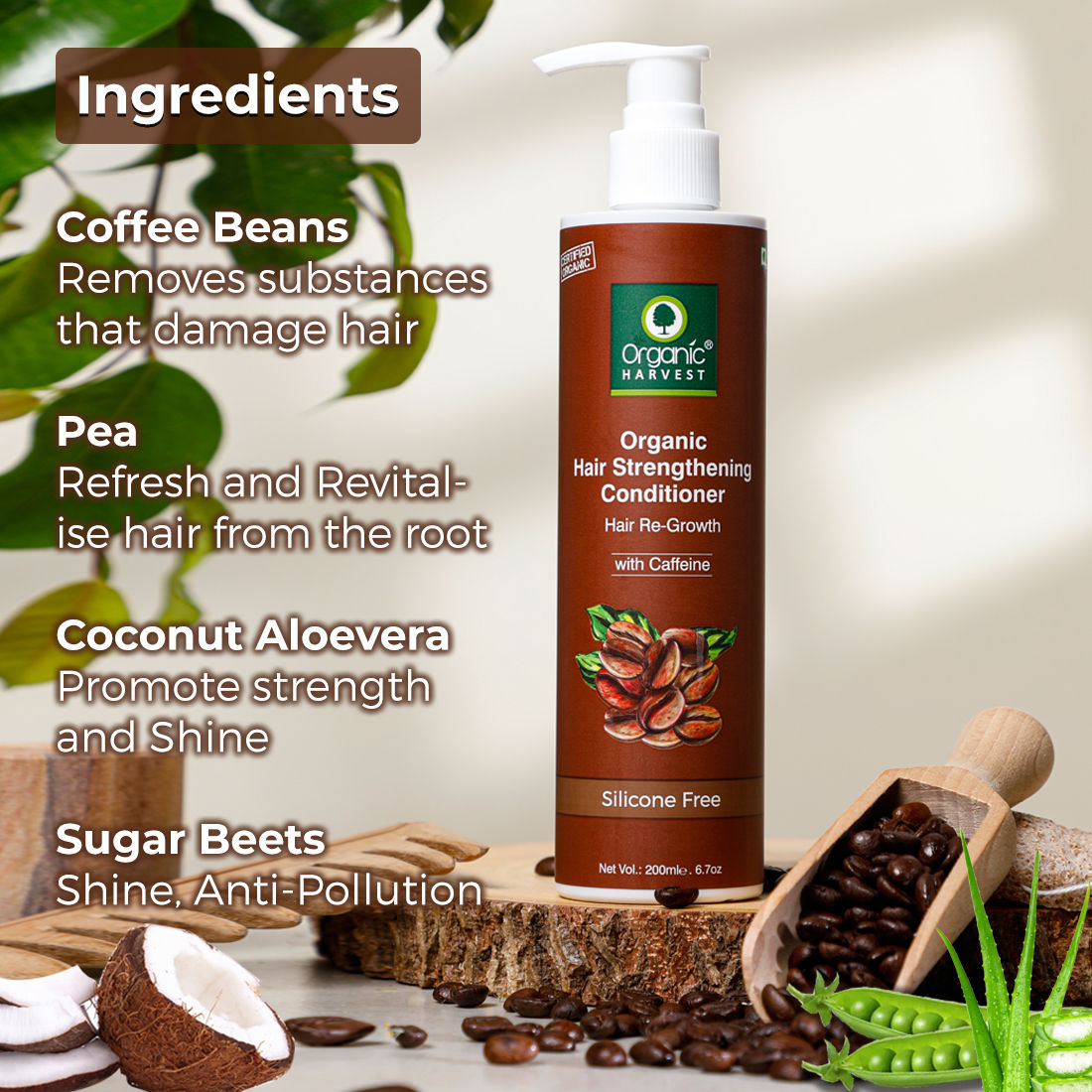 Organic Harvest Organic Hair Strengthening Conditioner Hair Re-Growth With Caffeine