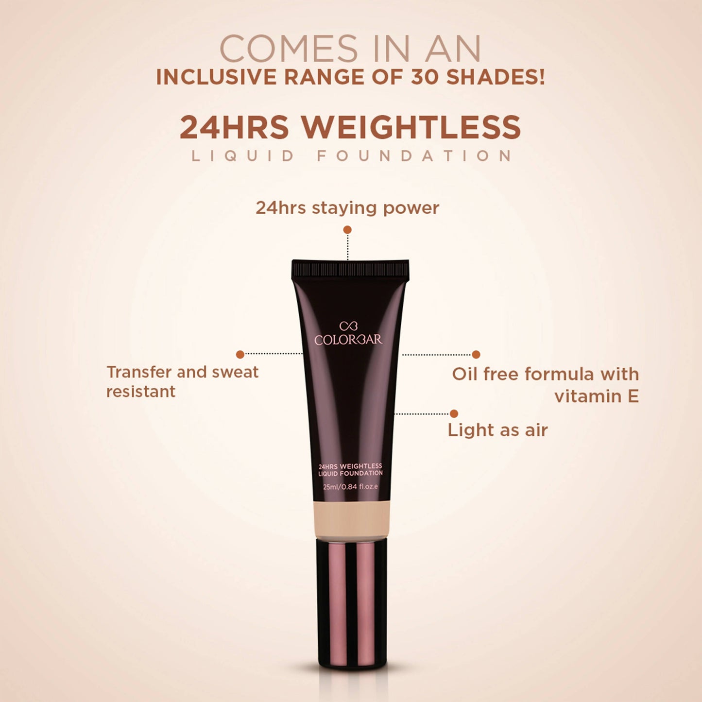 Colorbar 24Hrs Weightless Liquid Foundation Fc 4.1