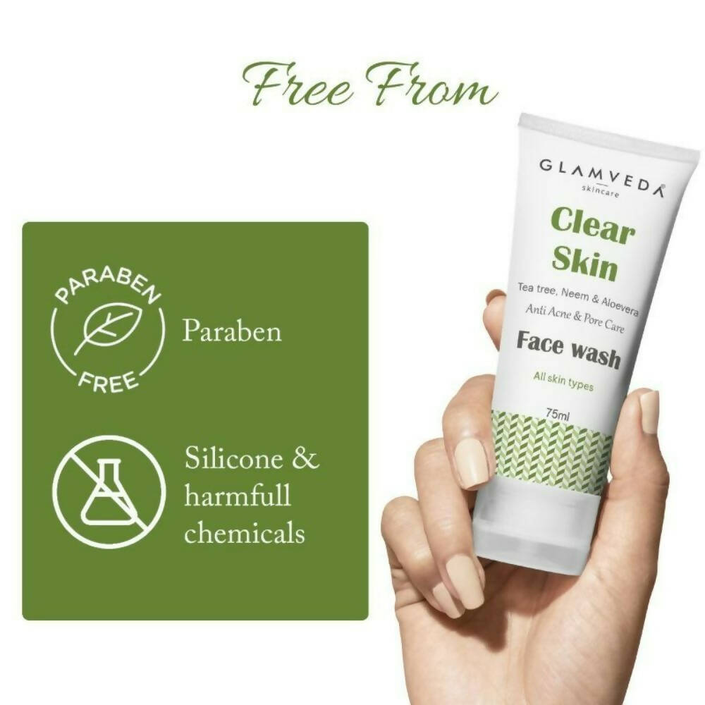 Glamveda Clear Skin Tea Tree, Neem & Aloe Anti Acne Face Wash