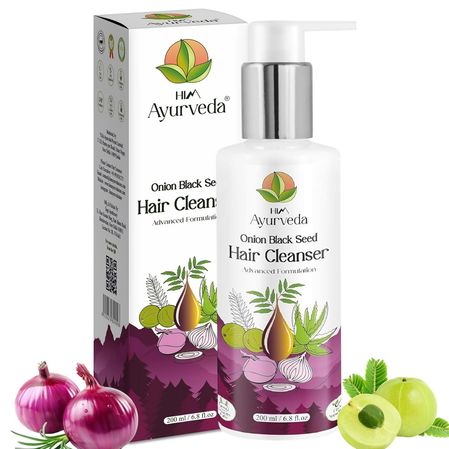 Him Ayurveda Onion Black Seed Hair Cleanser Sulphate & Paraben-Free Shampoo