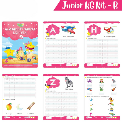 Rising Star Preschool Learning Junior KG Kit B| Alphabet Letters Writing| Numbers| General Knowledge| Rhymes & Stories| Worksheets & Assessment Book