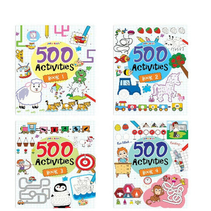 Jolly Kids Fun Learning 500 Activities Books Set of 4| Ages 3-8 years Thinking Skills Activities Learning Counting, Spelling, Solve Puzzle Activities -  buy in usa 