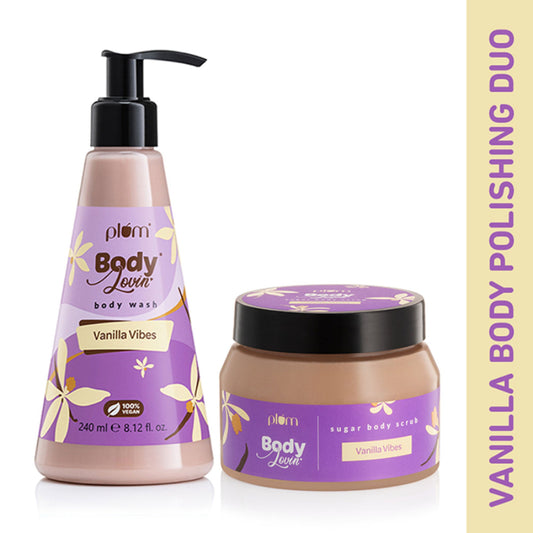 Plum BodyLovin' Vanilla Vibes Scrub & Shower Body Polishing Duo