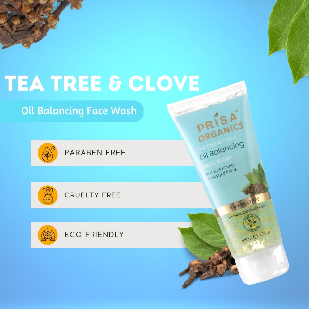 Prisa Organics Tea Tree & Clove Oil Balancing Face Wash