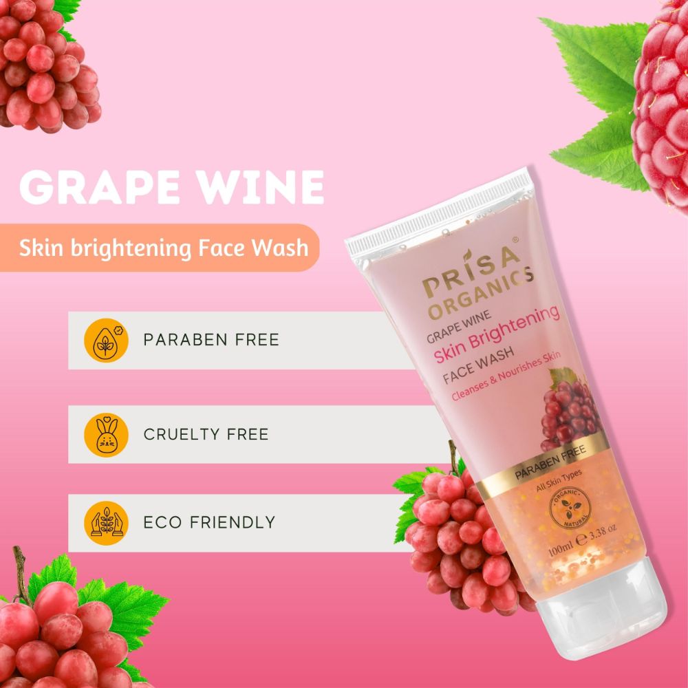 Prisa Organics Grape Wine Skin Brightening Face Wash