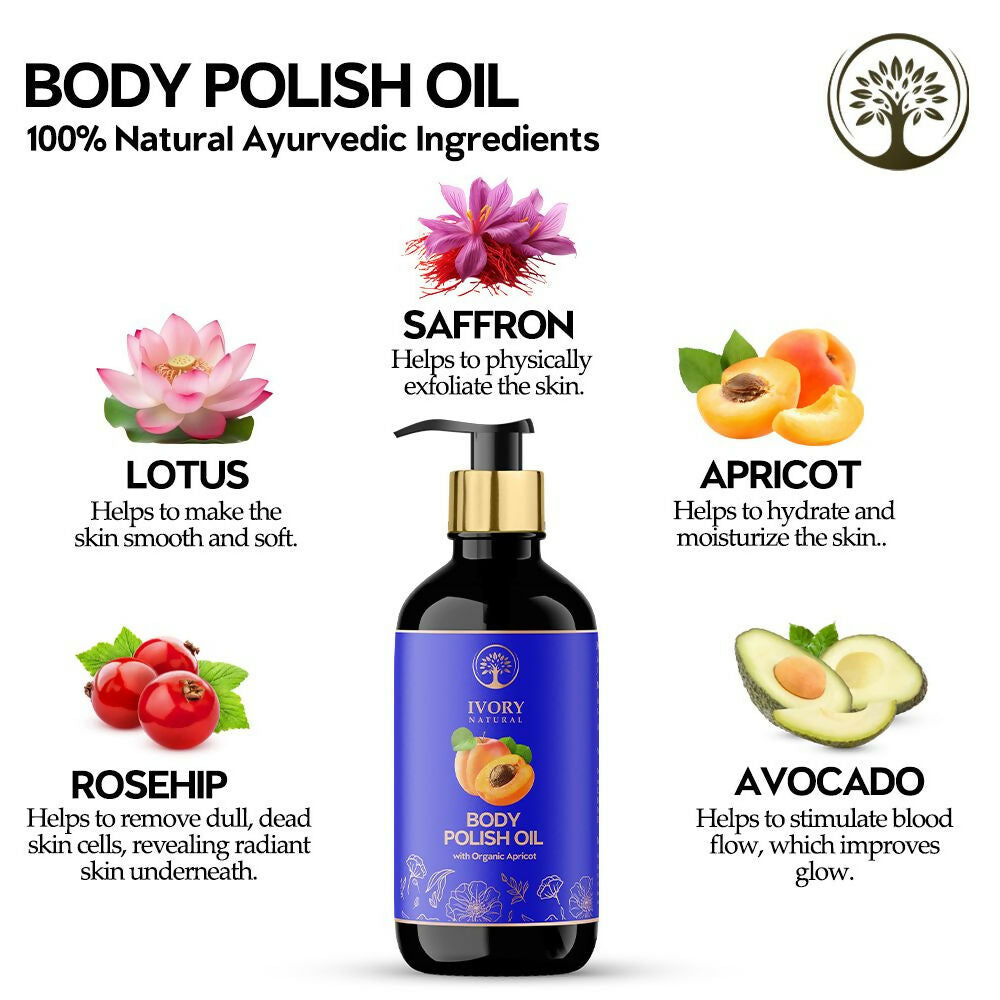 Ivory Natural Body Polish Oil For Exfoliate, Hydrate, & Renew For Radiant Results