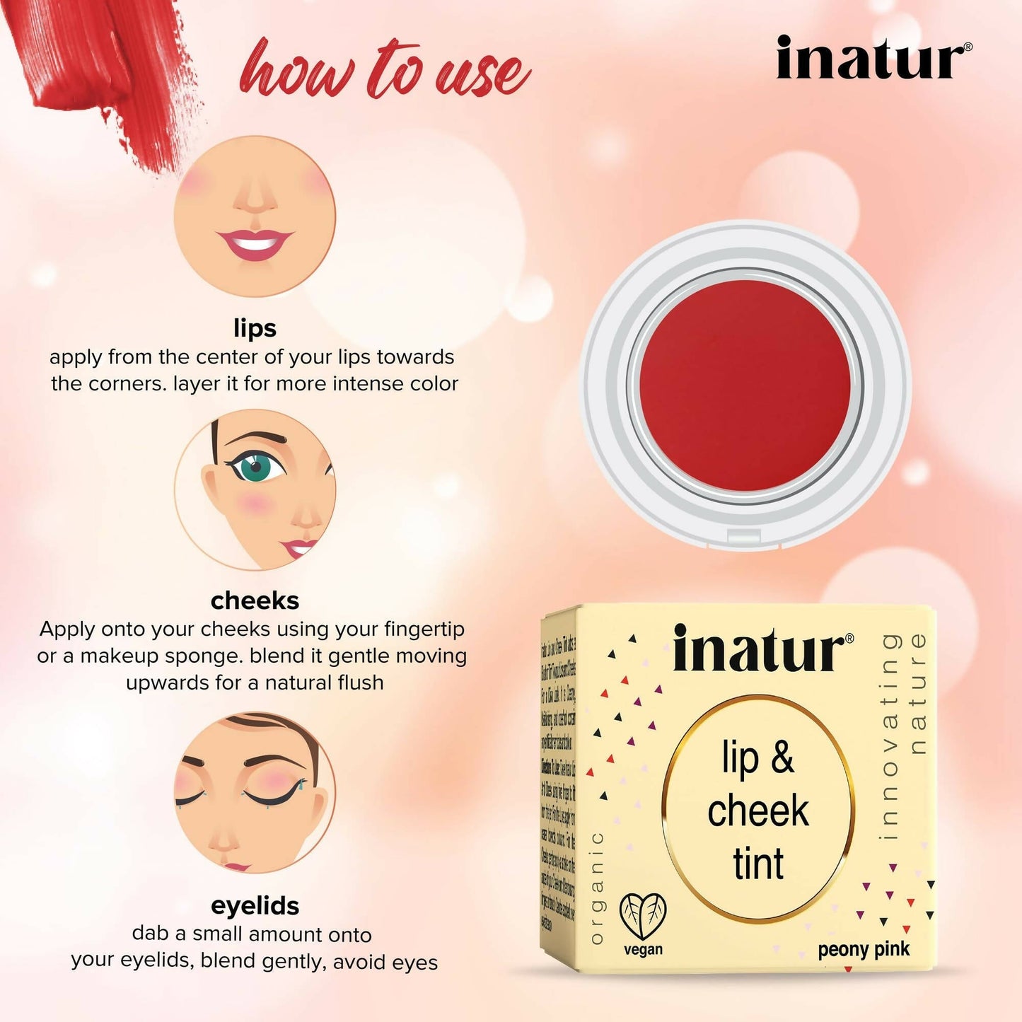 Inatur Lip and Cheek Tint Peony Pink