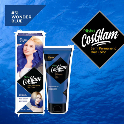 Nisha Cosglam Semi Permanent Hair Color 51 Wonder Blue