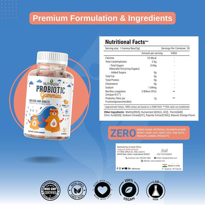 Nutrazee Probiotic Gummies For Kids & Adults