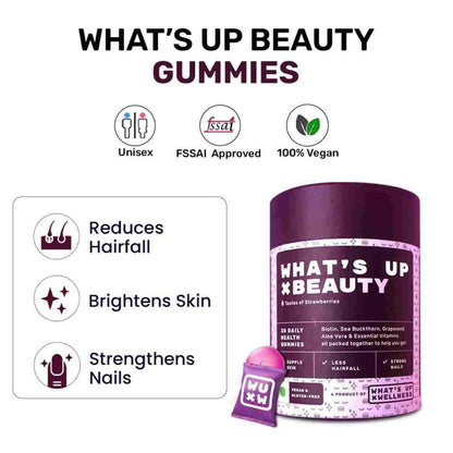 Whatƒ??s Up Wellness Beauty Skin & Hair Gummies