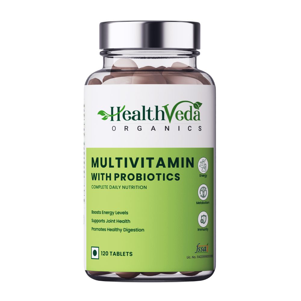 Health Veda Organics Multivitamin Tablets with Probiotics for both Men & Women - BUDNE