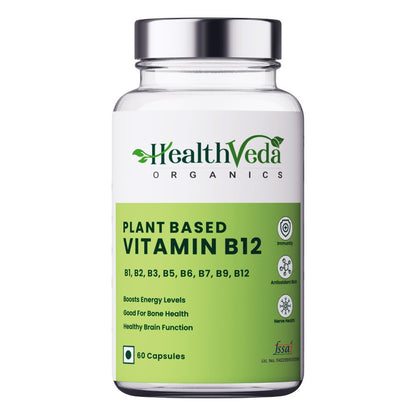 Health Veda Organics Plant Based Vitamin B-12 Capsules - BUDNE