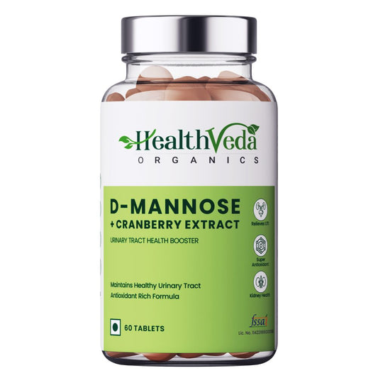 Health Veda Organics D-Mannose + Cranberry Extract Tablets - BUDNE