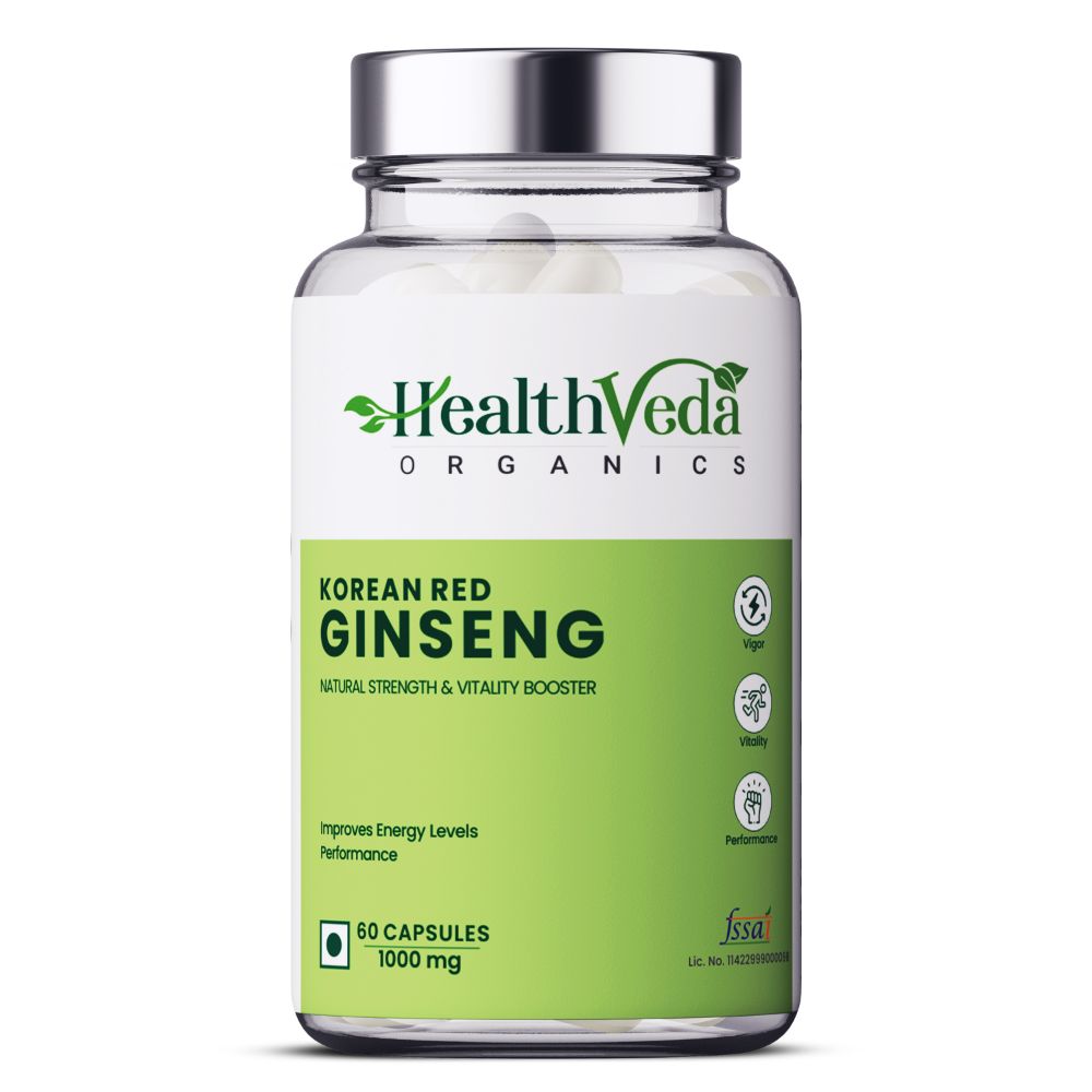 Health Veda Organics Plant Based Korean Red Ginseng Capsules - BUDNE