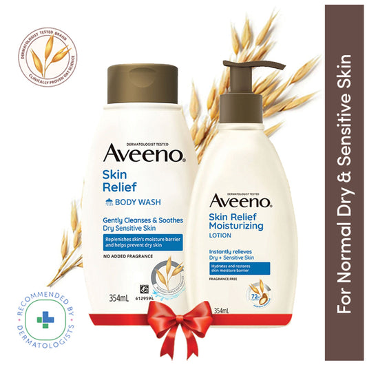 Aveeno Skin Relief Body Wash & Lotion Combo| Cleanser & Moisturizer for Dry, Itchy & Sensitive Skin - 708ML