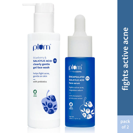 Plum Salicylic Facewash & Face Serum Combo for Acne Prone, Oily Skin - 450ML