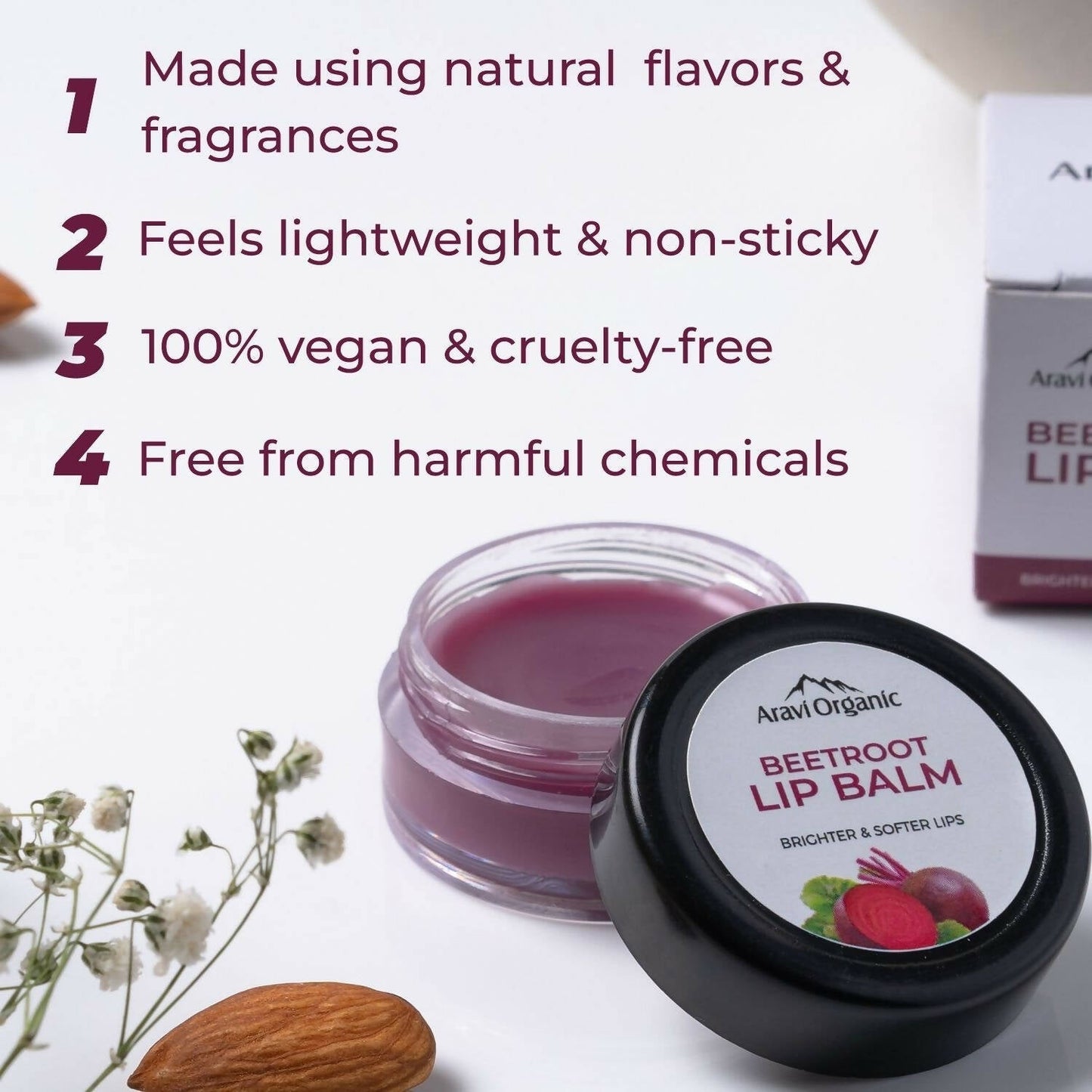 Aravi Organic Beetroot Lip Balm