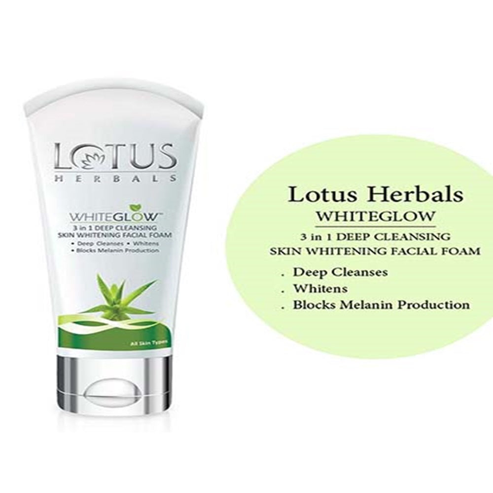 Lotus Herbals White Glow 3 in 1 Deep Cleansing Skin Whitening Facial Foam