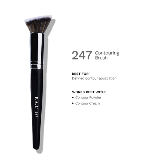 PAC Studio Contouring Brush 247 - Multi Functional Flat Angular Brush, Densely Packed Soft Bristles
