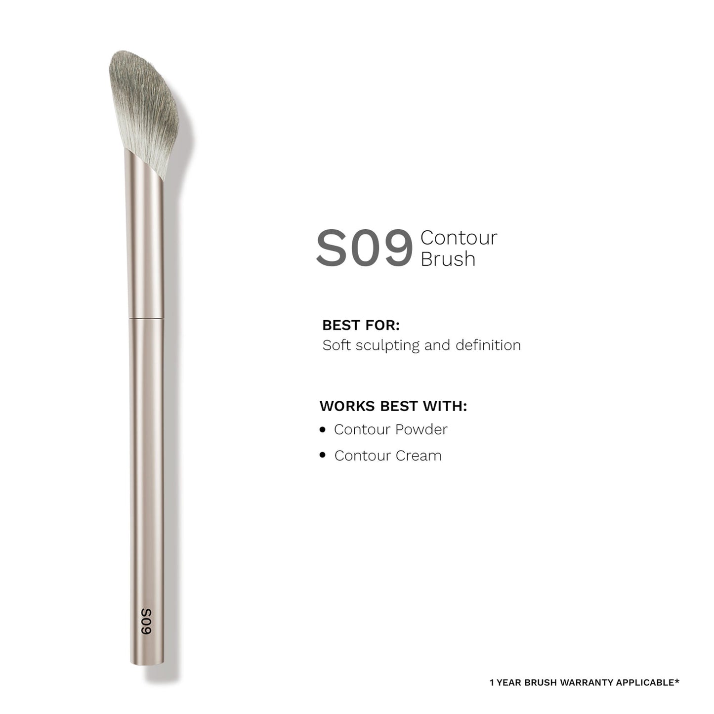 PAC Studio S09 Contour Brush - Lightly Packed Fluffy Angular Brush Ideal to Contour Face Neck & Collarbone