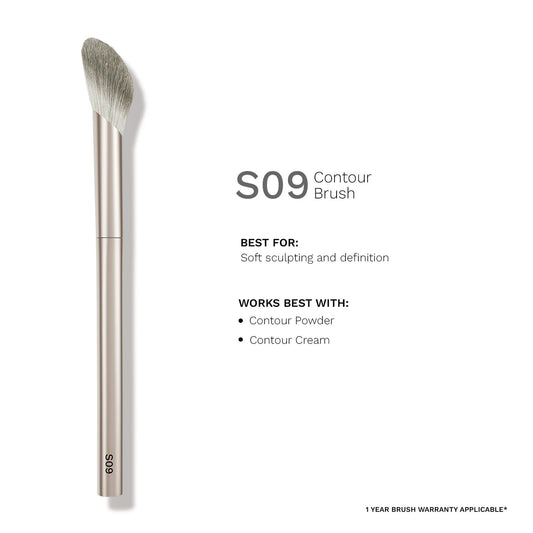 PAC Studio S09 Contour Brush - Lightly Packed Fluffy Angular Brush Ideal to Contour Face Neck & Collarbone