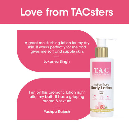 TAC - The Ayurveda Co. Indian Rose Body Lotion for Dry Skin with Milk Extract for Deep Nourishment & Moisturization