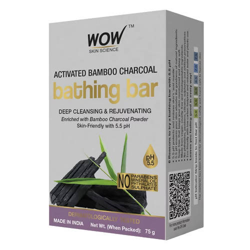 Wow Skin Science Activated Bamboo Charcoal Bathing Bar - BUDEN