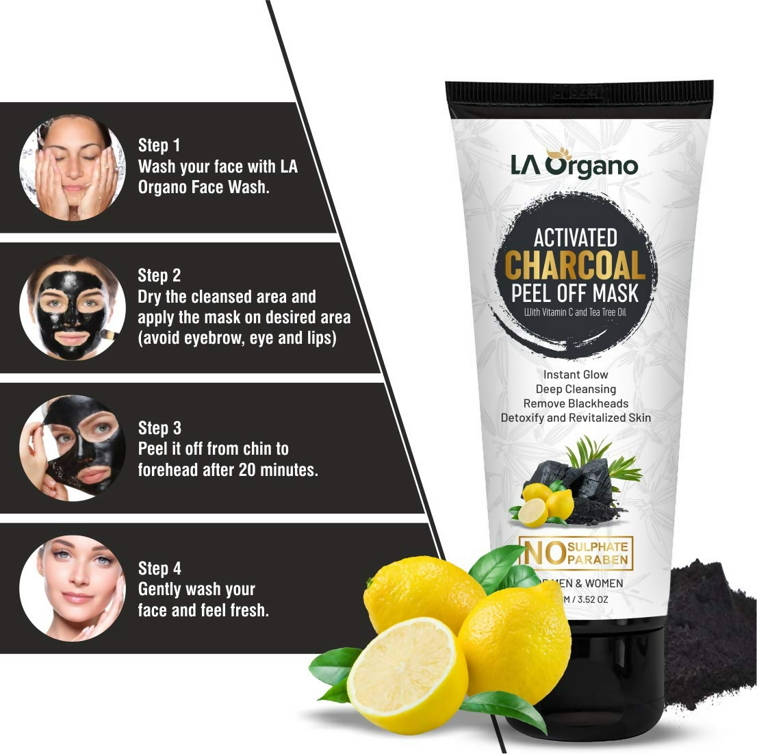 LA Organo Blackhead Remover Activated Charcoal Peel Off Mask