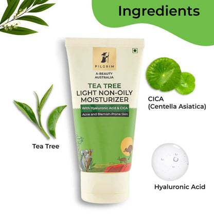 Pilgrim Australian Tea Tree Oil Free Face Moisturizer For Oily & Acne Prone Skin With Hyaluronic Acid & CICA