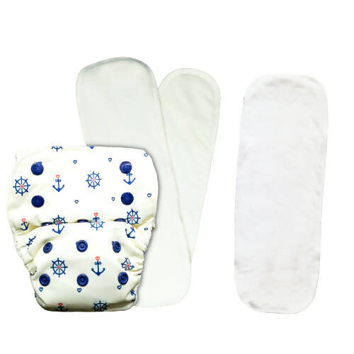 Kindermum Nano Pro Aio Cloth Diaper (With 2 Organic Inserts And Power Booster)-Anchor For Kids -  USA, Australia, Canada 