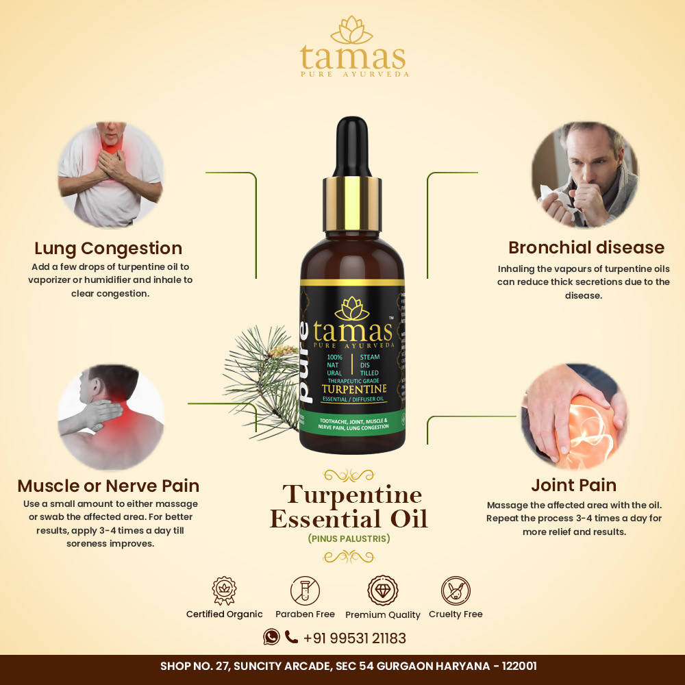 Tamas Pure Ayurveda 100% Natural Turpentine Pinus Palustris Oil 30ml