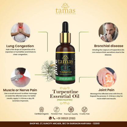 Tamas Pure Ayurveda 100% Natural Turpentine Pinus Palustris Oil 30ml