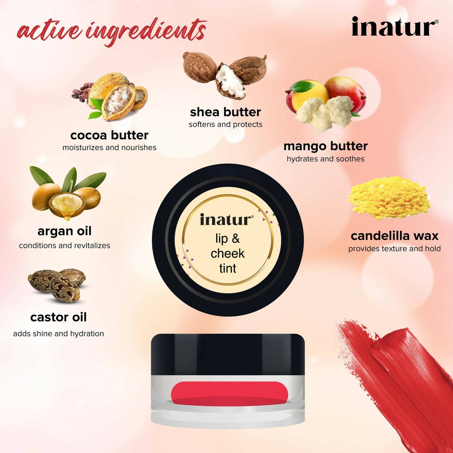 Inatur Lip and Cheek Tint Peony Pink