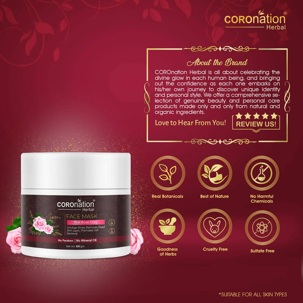 Coronation Herbal Pink Rose Clay Face Mask