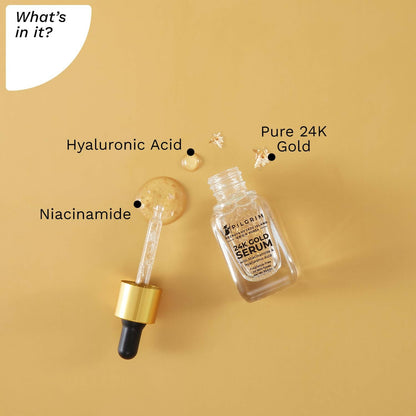 Pilgrim 24K Gold Face Serum With Niacinamide & Hyaluronic Acid, Dewy Primer For Face Make-Up - Korean Skin Care