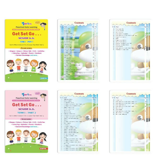 Tiny Tots Get Set Go Preschool Learning Senior KG Books Set of 4| Term wise Education Books| Ages 5-6 Years -  buy in usa 