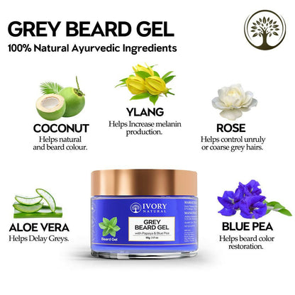 Ivory Natural Grey Beard Gel Restores Dark Shine & Vibrant Of Beard