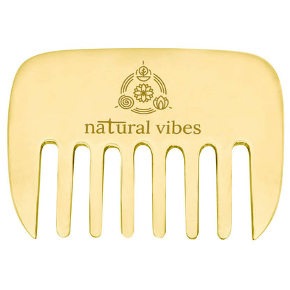 Natural Vibes Kansa Hair Comb for Hair Fall, Growth, Circulation & Stress Relief - BUDNE