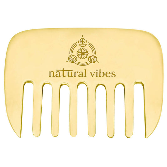 Natural Vibes Kansa Hair Comb for Hair Fall, Growth, Circulation & Stress Relief - BUDNE