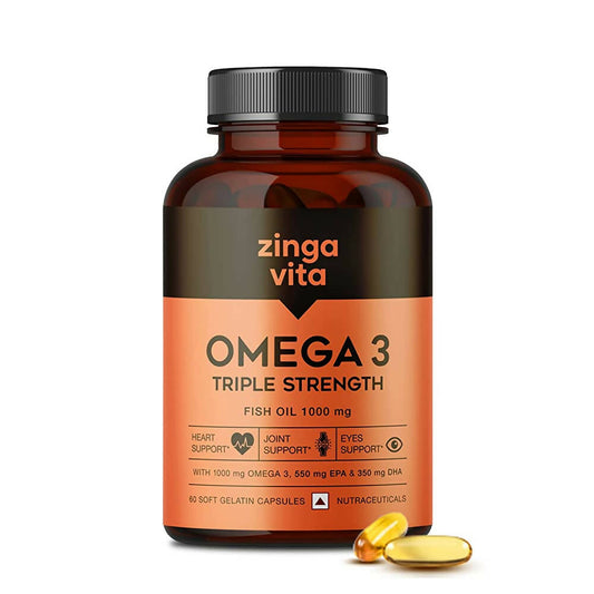 Zingavita Triple Strength Omega 3 Fish Oil 1000 mg Softgel Capsules -  USA 