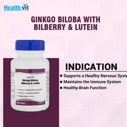 Healthvit Ginkgo Biloba Billberry And Lutein Capsules