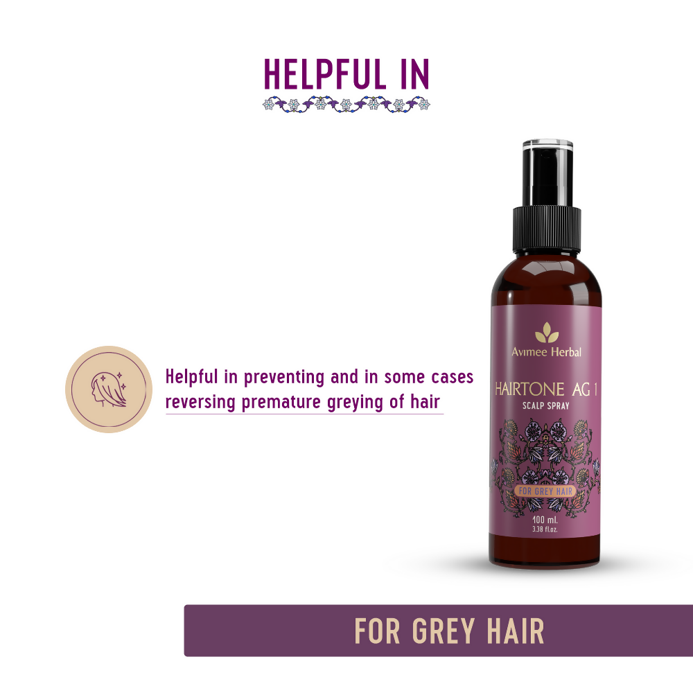Avimee Herbal Hairtone AG 1 Scalp Spray For Grey Hair With Indigo, Henna, Beet Root and Hibiscus Extracts