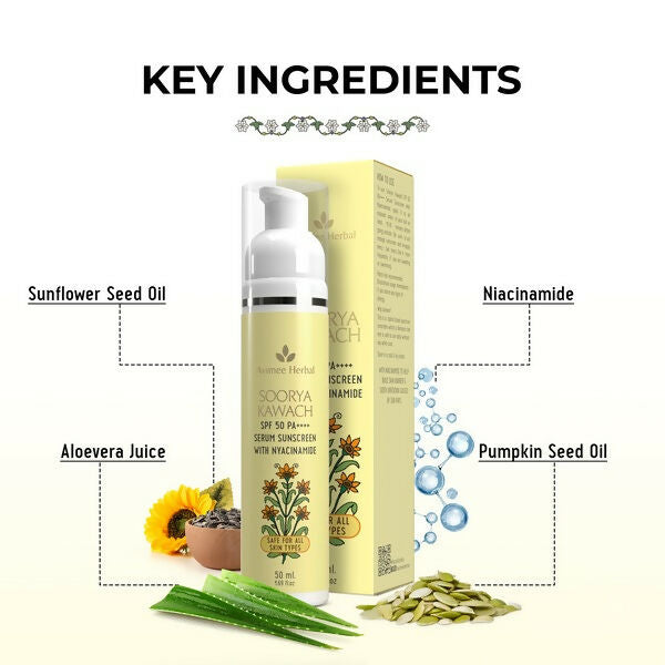 Avimee Herbal Soorya Kawach SPF 50 PA++++ Niacinamide Serum Sunscreen